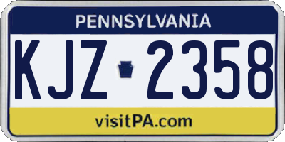 PA license plate KJZ2358