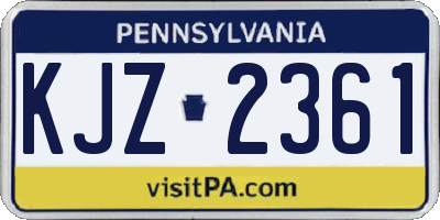 PA license plate KJZ2361