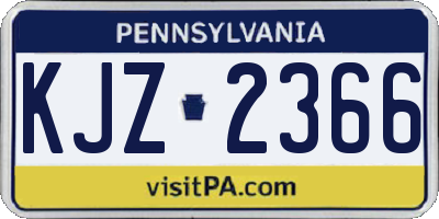 PA license plate KJZ2366