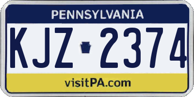 PA license plate KJZ2374