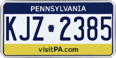 PA license plate KJZ2385