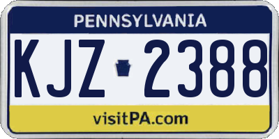 PA license plate KJZ2388