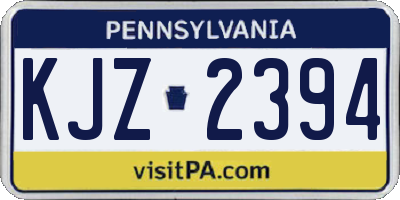 PA license plate KJZ2394