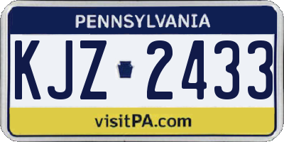 PA license plate KJZ2433