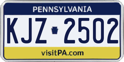 PA license plate KJZ2502