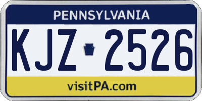 PA license plate KJZ2526