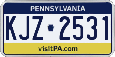 PA license plate KJZ2531