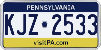PA license plate KJZ2533