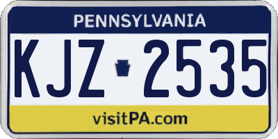 PA license plate KJZ2535