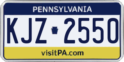 PA license plate KJZ2550