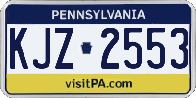 PA license plate KJZ2553