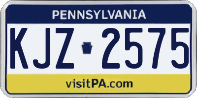 PA license plate KJZ2575