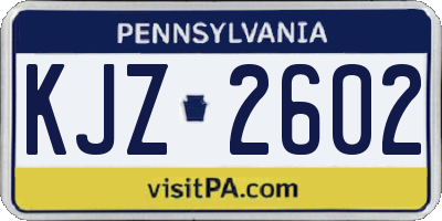 PA license plate KJZ2602