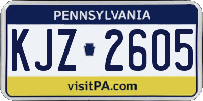 PA license plate KJZ2605