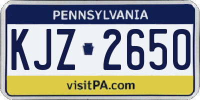 PA license plate KJZ2650