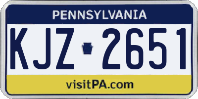 PA license plate KJZ2651