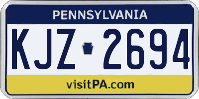 PA license plate KJZ2694