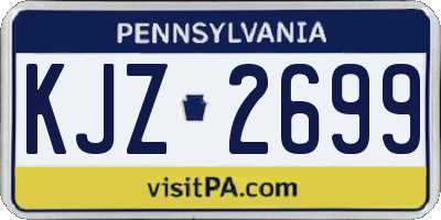 PA license plate KJZ2699