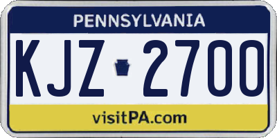 PA license plate KJZ2700