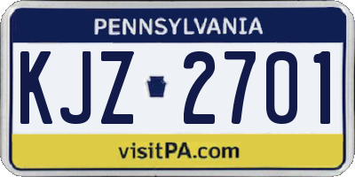 PA license plate KJZ2701