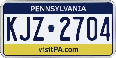 PA license plate KJZ2704