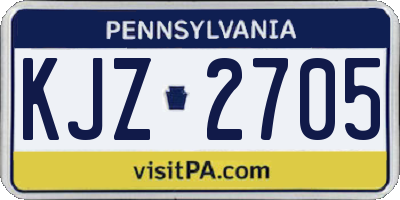 PA license plate KJZ2705