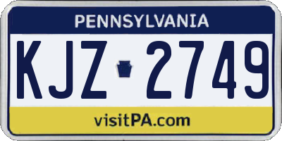 PA license plate KJZ2749