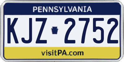 PA license plate KJZ2752