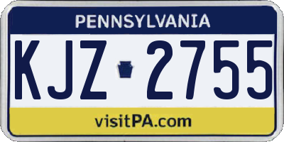 PA license plate KJZ2755