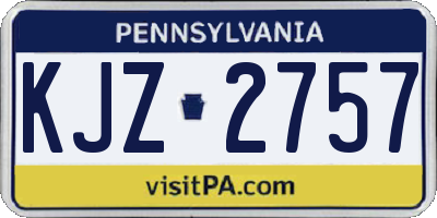 PA license plate KJZ2757