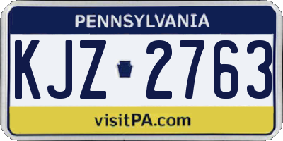PA license plate KJZ2763