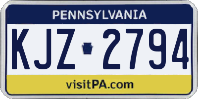 PA license plate KJZ2794
