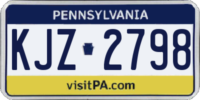 PA license plate KJZ2798