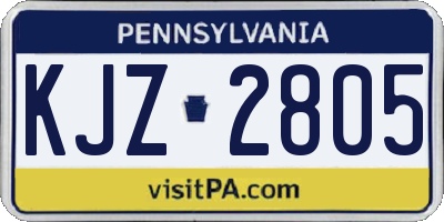 PA license plate KJZ2805