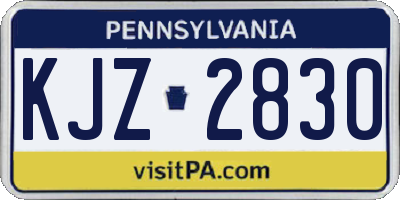 PA license plate KJZ2830