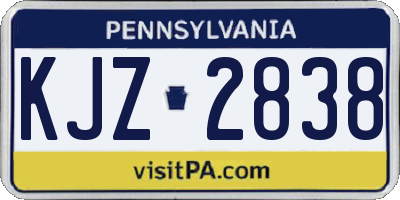 PA license plate KJZ2838