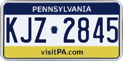PA license plate KJZ2845