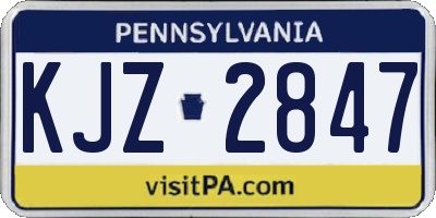PA license plate KJZ2847