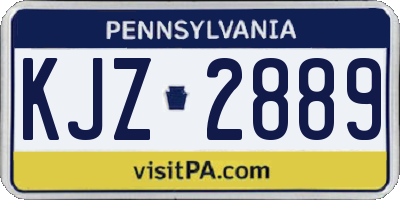 PA license plate KJZ2889