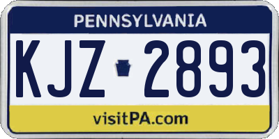 PA license plate KJZ2893