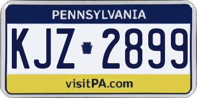PA license plate KJZ2899