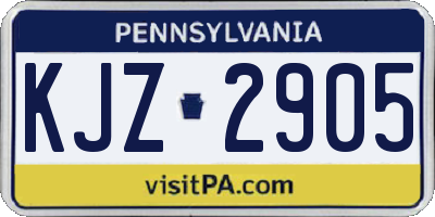 PA license plate KJZ2905