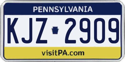 PA license plate KJZ2909