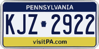 PA license plate KJZ2922