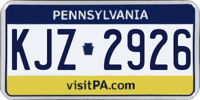 PA license plate KJZ2926