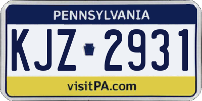 PA license plate KJZ2931