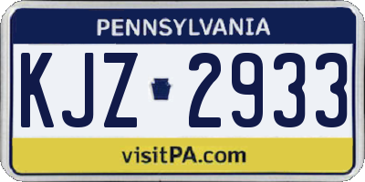 PA license plate KJZ2933