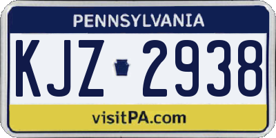 PA license plate KJZ2938