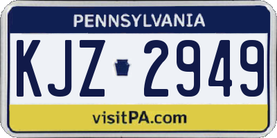 PA license plate KJZ2949