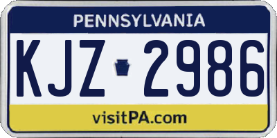 PA license plate KJZ2986